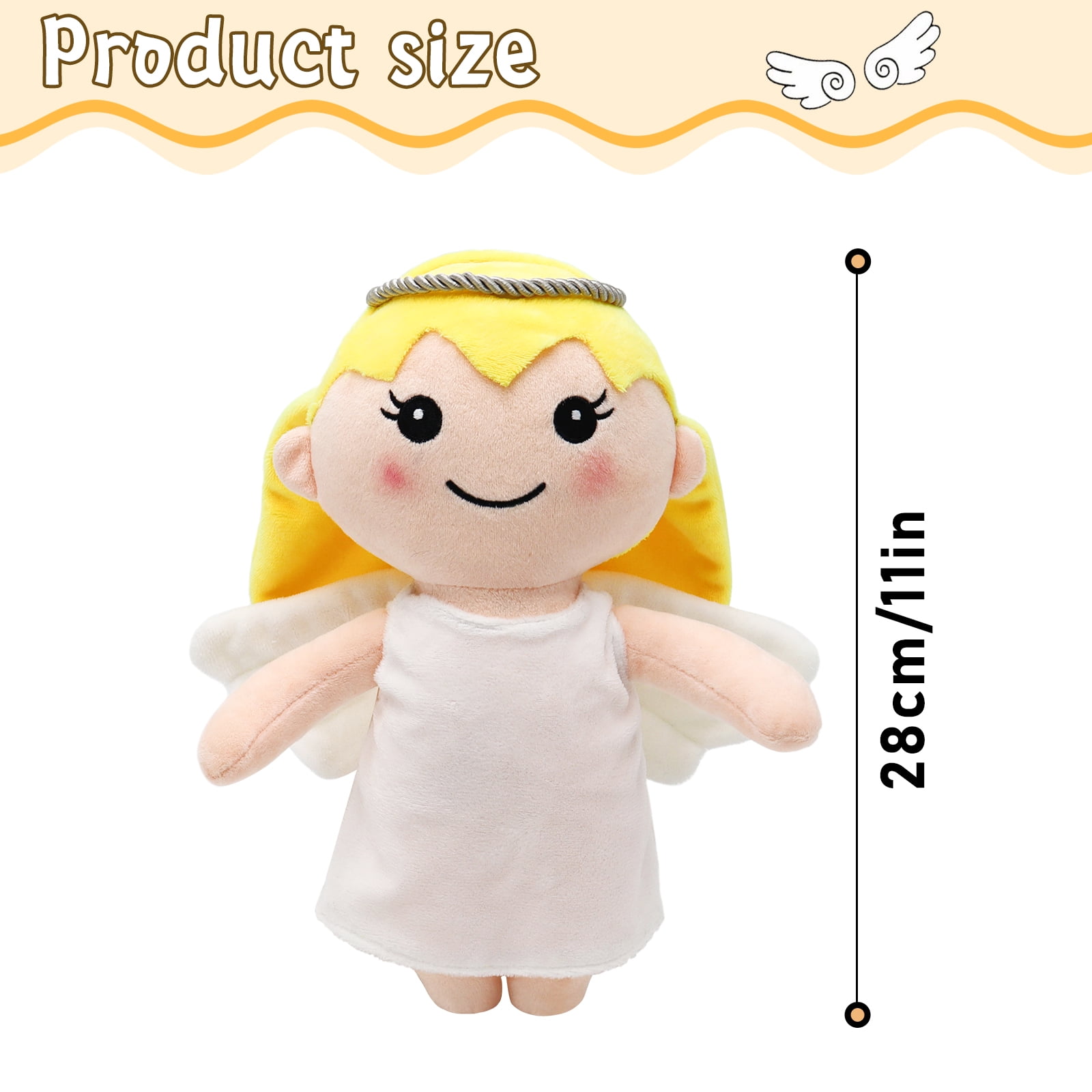 Angel Plush Doll Guardian Angel Stuffed Animal with Wings Baptism plushie Toy Gifts for Kids for Christening Religious Easter Walmart
