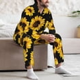 thumbnail image 7 of Susaid Sunflower 6 Print Men's Long Sleeve Pajama Set, Two-Piece Button-Down Loungewear PJs Set, Comfortable Sleepwear for Relaxation-Medium, 7 of 7
