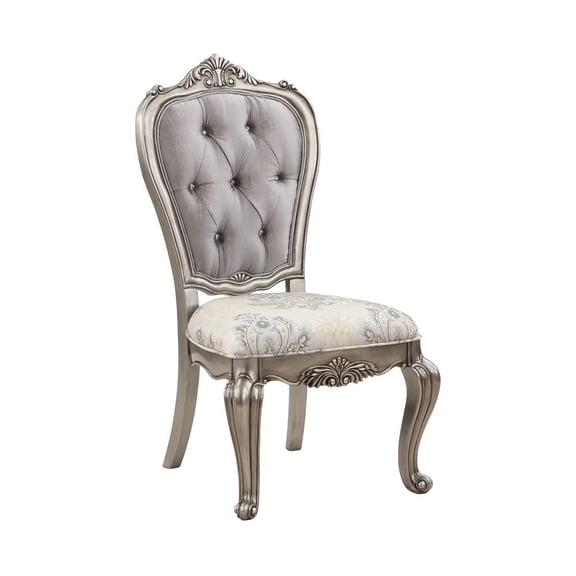 ACME Ariadne 18.75" Fabric/Wood Arm Chair in Platinum Silver/Gray (Set of 2)