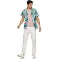 thumbnail image 3 of Stylore Hawaiian Shirt for Men Relaxed-Fit Funky Flamingo Turquoise Pink 2XL, 3 of 5