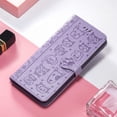thumbnail image 4 of Allytechgroup Flip Wallet Case [Cat & Dog Cute Embossed Pattern] for T-Mobile REVVL 6 5G with Card Slots Cash Holder, Stylish Magnetic Clasp Shockproof Kickstand Cover with Hand Strap, Purple, 4 of 6