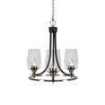 thumbnail image 1 of Paramount Uplight, 3 Light, Chandelier In Matte Black And Brushed Nickel Finish With 5" Clear Bubble Glass, 1 of 1