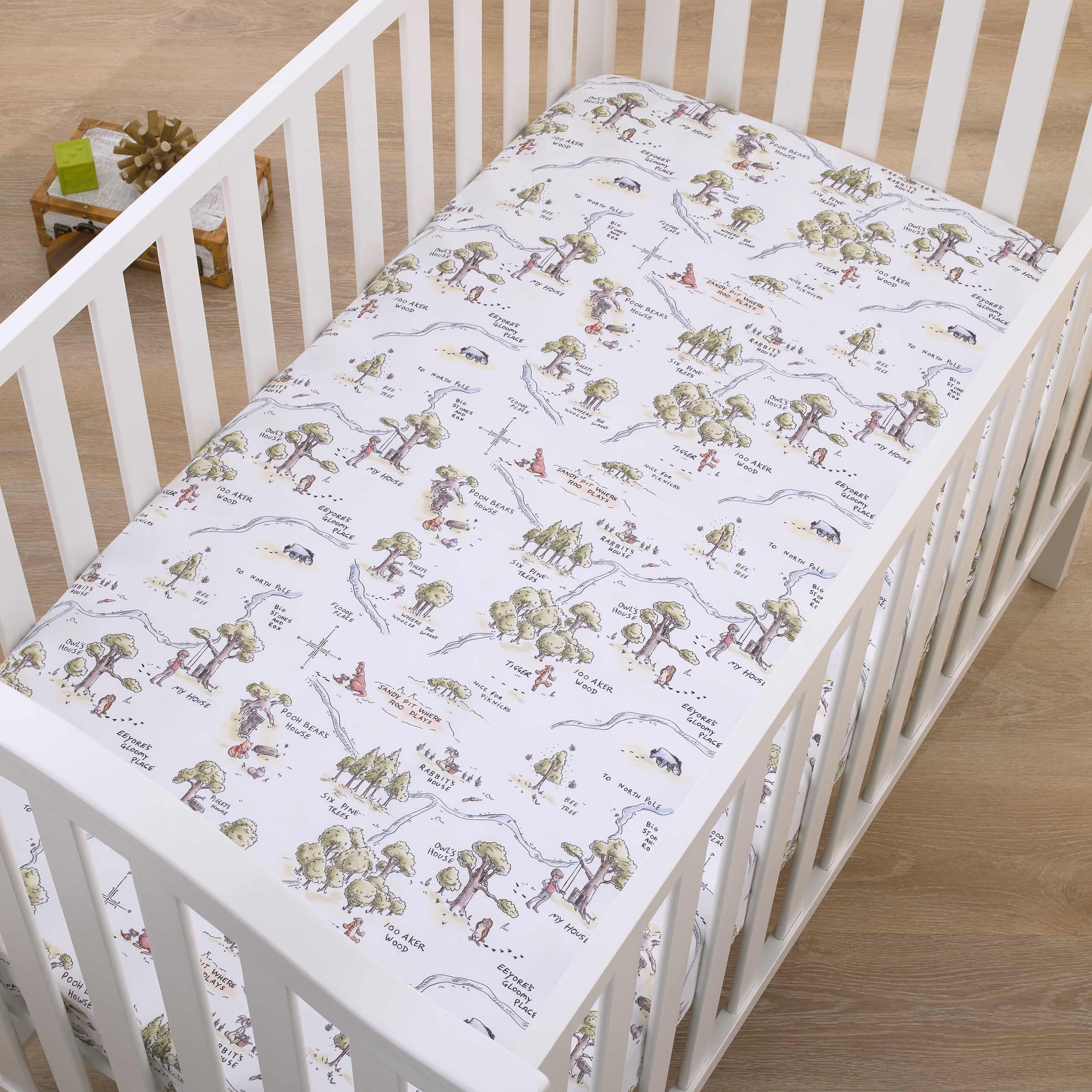 Disney Classic Winnie the Pooh 100 Acre Woods Fitted Crib Sheet