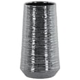 thumbnail image 2 of Ceramic Round Vase with Combed Design Body Large Electroplated Finish Silver, 2 of 2