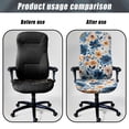 thumbnail image 4 of ZIATUBLES Desk Office Chair Slipcover Dust Proof Soft Computer Rotating Chair Covers Removable Home Office Chair Slipcover with Snap Button Stylish Furniture Protector Covers, S, Flower Blue Orange, 4 of 7