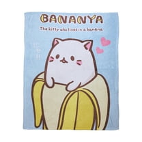 Bananya Character and Logo Coral Fleece Throw (50" x 60")