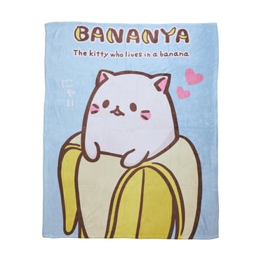 Bananya Character and Logo Coral Fleece Throw (50" x 60")