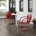 thumbnail image 2 of Crosley Furniture Ensemble Bistro d'Extérieur en Métal Tulipe 3 Pcs, Rouge Vif, 2 of 8