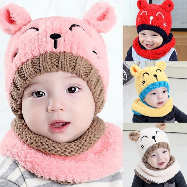 Details about   Newborn Baby Knit Hat+Scarf 2Pcs Set Unisex Infant Suit Boy Hat Girl Warm Winter 