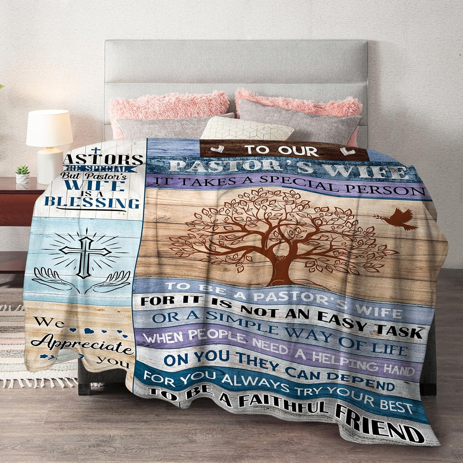 Pastor Wife Appreciation Gifts for Women - Gifts for Pastor's Wife Blanket - Appreciation Day Religious Pastor Gifts for Her -Pastor Christmas Birthday Gifts -Pastor Christian Retirement Gift
