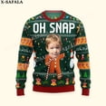 thumbnail image 5 of Suéteres de punto navideños feos con personajes/mascotas personalizados y fotos personalizadas, jerséis de regalo de Navidad, tops para parejas, fiestas, unisex, informales, 8, 5 of 5