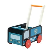 Labebe Baby Walker with Wheel, Blue Police Walker, 2-in-1 Wooden Activity Walker for Baby 1-3 Years, Push Toy/Baby Wagon/Infant Walker Baby/Activity Walker/Learning Walker/Toddler Walker Activity