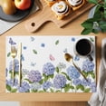thumbnail image 2 of Spring Hydrangeas Placemats Set of 4, Purple Floral Butterfly Leaves Placemats for Dining Table, Place Mats for Kitchen Tabletop, Waterproof Wipeable Dining Table Mats Set, 2 of 9