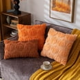 thumbnail image 6 of Pumpkin Fall Decorative Throw Pillow Covers 20"x20", Set of 2 Light Gold Soft Faux Fur Pillow Covers for Autumn Harvest, Fluffy Plush Accent Pillow Cases for Farmhouse Couch Cushion Covers, 6 of 15