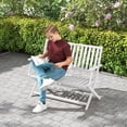 thumbnail image 2 of SSyao Wood Outdoor Bench, 2-Person Foldable Patio Acacia Wood Garden Bench with Backrest and Armrests for Garden, Porch, Park, Balcony, White, 2 of 10