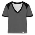 thumbnail image 6 of Enjoytime Short Sleeve Tops for Women Patchwork V-Neck T-Shirt Summer Business Casual Basic Tees, 6 of 6