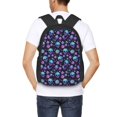 thumbnail image 4 of Balery purple Skull flower Mochila para hombre y mujer - Tela Oxford 600D resistente - Gran capacidad, resistente al agua, ideal para la escuela, viajes y senderismo, 4 of 6