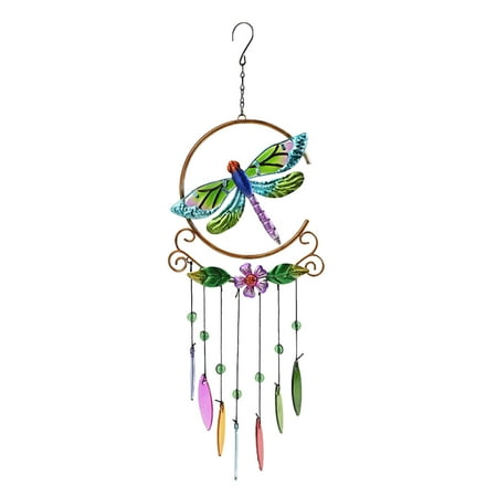

IMSHIE Metal Wind Chimes Iron Craft 7-Color Glass Piece Pendant