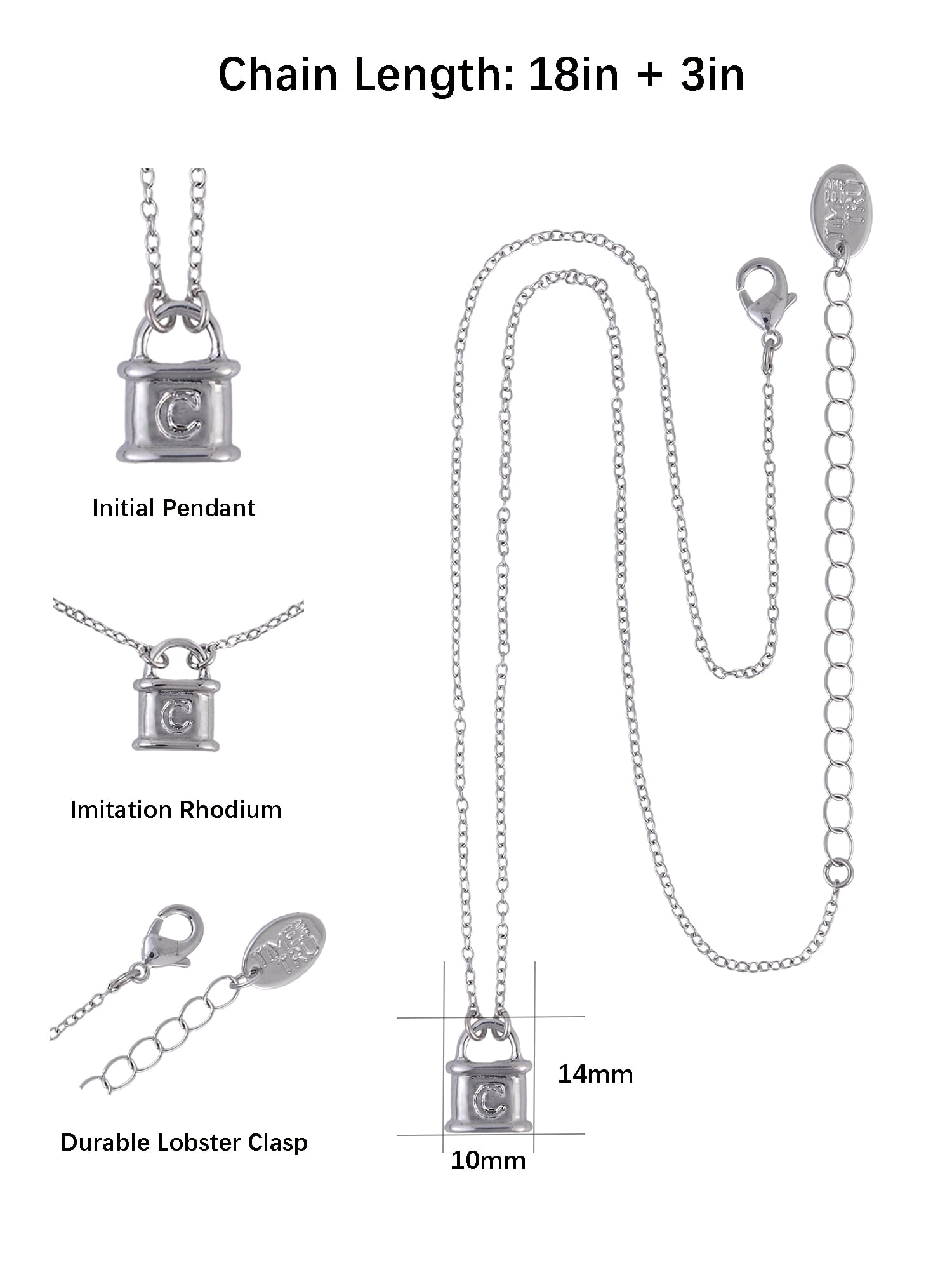 Time and Tru Silvertone Padlock Initial "C" Necklace