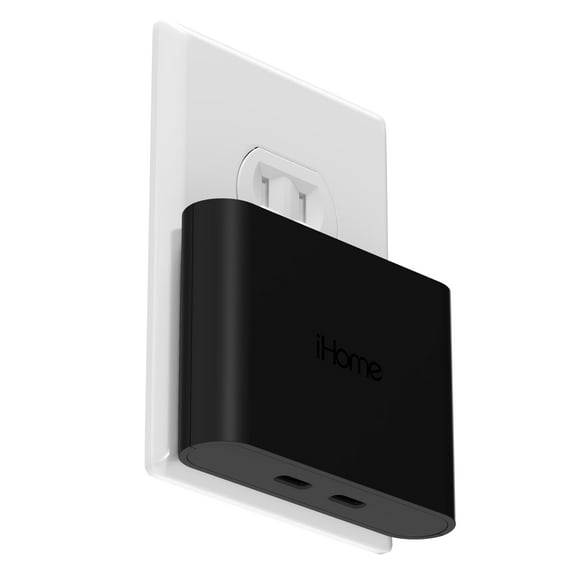Cargador iHome Multiport 36W USB-C AC Pro de 2 puertos plano