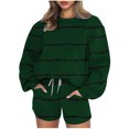 thumbnail image 1 of Puntoco Conjunto De Sudadera Con Pantalón Y top Con Cuello Redondo, Manga Larga, Informal, Estampado A Rayas, Para Mujer, Verde Militar, L, 1 of 3