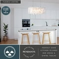 thumbnail image 2 of Elsa 5L Nickel Coastal Capiz Shell Linear Chandelier Island Pendant Light Fixture, 2 of 9