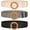 A-beige+black+black Stripe, variant on 3 Pack Women Straw Woven Elastic Belts Wide Stretch Raffia Waist Belt for Summer Dress
