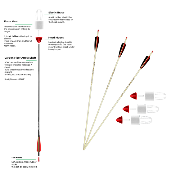 3-Pack Foam Tipped Arrows - 30" - White