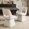 thumbnail image 4 of Usaint 360‑Degree Swivel Chenille Dining Chair Set of 2, Hollow‑Out Curved‑Back Upholstered Accent Chair for Dining Rooms, Living Rooms, Reading Nooks, Beige, 4 of 10