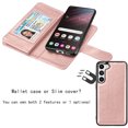 thumbnail image 3 of Samsung Galaxy S24 / S24 Plus / S24 Ultra Wallet Case, Luxury Cash Credit Card Slots Holder PU Leather Flip Cover [Detachable Magnetic Hard Case] & Kickstand & Wristlet Strap Cover, 3 of 8