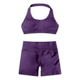 thumbnail image 5 of LIUJUNSHOP Workout Sets for Women 2 Piece Seamless Ribbed Tank Top Sport Bra High Waist Biker Shorts GYM Yoga Exercise Outfits Dark Purple L, 5 of 5