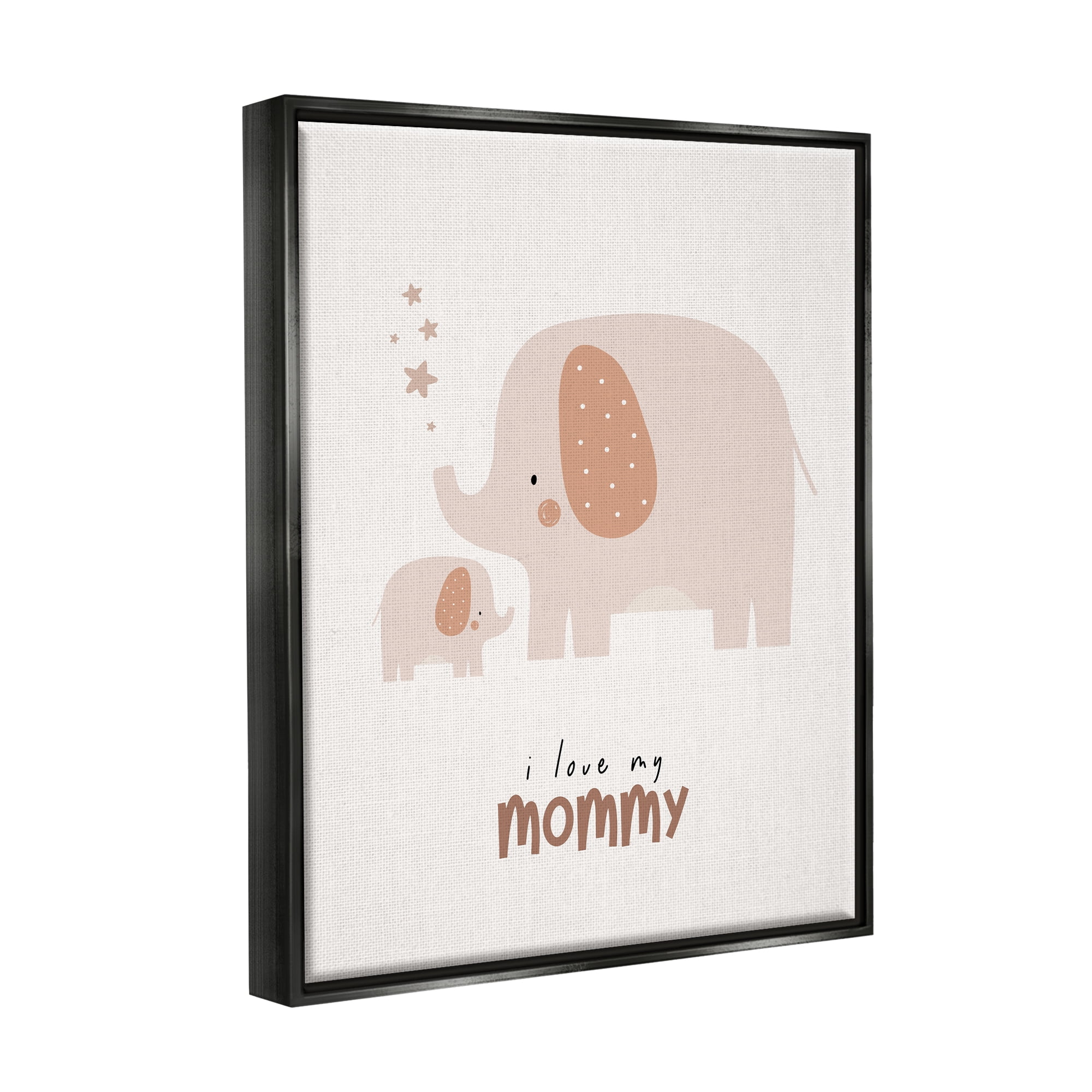Stupell Industries Love My Mommy Elephant Animals & Insects Painting Black Floater Framed Art Print Wall Art, 17 x 21