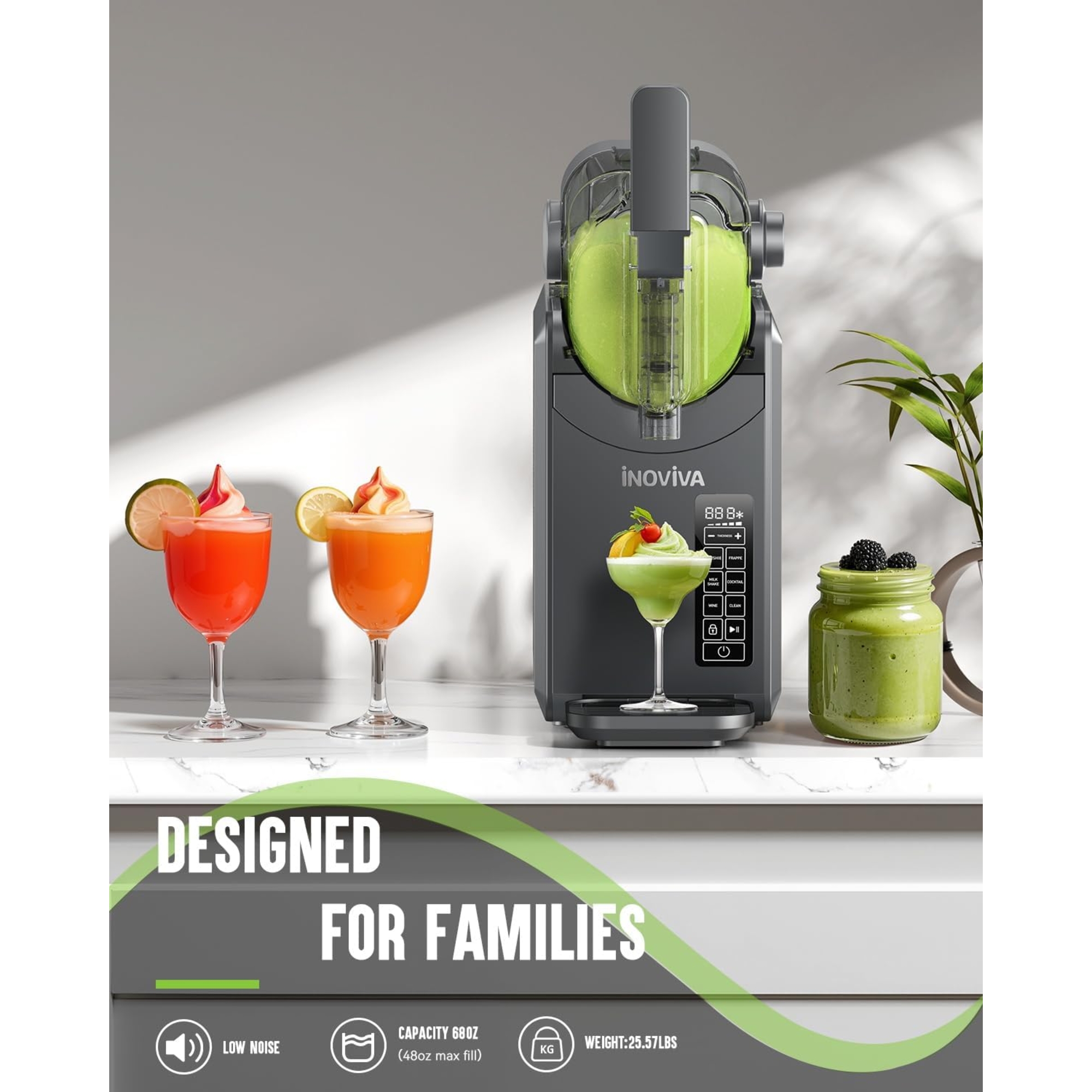 Inoviva S1.0 88oz Slushie Machine Smoothie Maker – Self Cleaning Frozen Drink Maker for Home