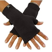 Knit Fingerless Mittens, Merino Wool, Small, Black