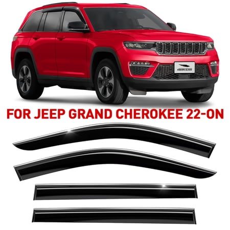 Voron Glass Chrome Trim Tape-on Extra Durable Rain Guards for Jeep Grand Cherokee 2022-2026, Window Deflectors, Vent Window Visors, 4 Pieces - 100686