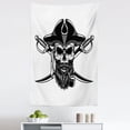 thumbnail image 1 of Skull Smoking Tapestry, Bearded and Mustached Skeleton Head Wearing Pirate Hat Vintage Image, Fabric Wall Hanging Decor for Bedroom Living Room Dorm, 5 Sizes, White Charcoal Grey, by Ambesonne, 1 of 1