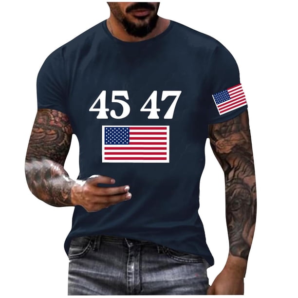 Mens Casual Pantalones Cortos Raya Impresión Suéter Fitness Deportes Camiseta, Poliéster Cuello Redondo Blusa para Al Aire Libre, Diario Y Primavera Verano Desgaste