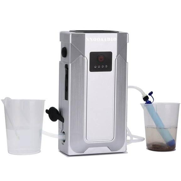 Mini Portable Water Pump (1000ml/min) Compatible with NNOOAADIO Personal Water Filter for Hiking, Built-in 2000mAh Power Bank, 3-Speed Adjustable Flashlight & SOS Signal Light, IPX3 Waterproof