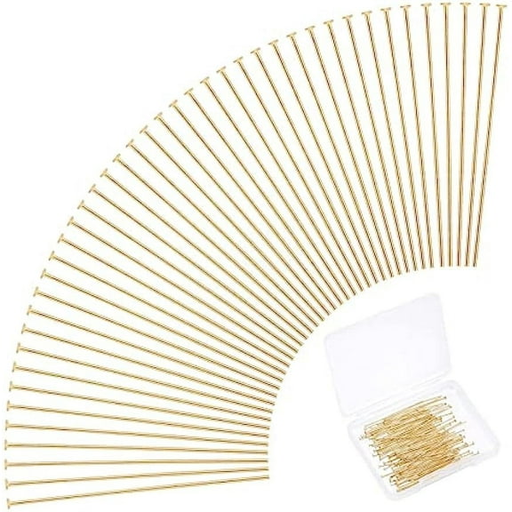 100pcs 24K Gold Flat Head Pins 304 Stainless Steel 35mm Jewelry Making Pins 23 Guage Beading Pin Bendable Wire Pin