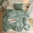 thumbnail image 3 of Duvet Cover King Size Washed Microfiber Green Bedding Sets Simple Style Light, 3 of 9