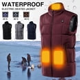 thumbnail image 4 of Frontwalk Women Heated Vest Sleeveless Outwear Solid Color Waistcoat Unisex Thicken Heating Coat Full Zip Puffer Jacket Claret 2XL, 4 of 4