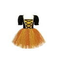 thumbnail image 2 of Alvivi Kids Girls Halloween Witch Cosplay Costume Bubble Sleeve Tutu Dress Fancy Dress Up Party Outfit Orange 14, 2 of 3