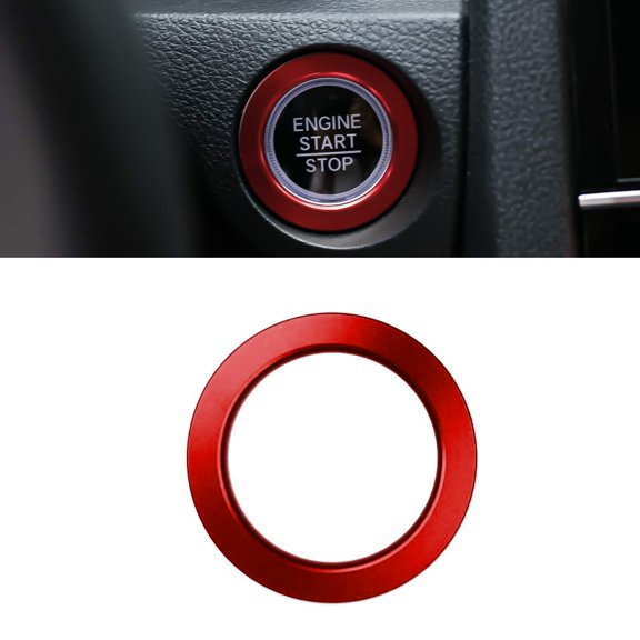 Xotic Tech Engine Start Stop Push Button Switch Ring Decoration Cover Trim Compatible with Honda Civic Accord 10th Gen, Honda Fit 2021-2022 (Red) 1.1"