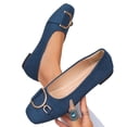 thumbnail image 4 of Miluxas Womens Square Toe Flats, Decorative Buckle Ballet Shoes, Soft Slip On Casual Flats, Low Heel Work Shoes for Women Navy 7(39), 4 of 9