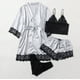 thumbnail image 1 of Batas de mujer de talla grande, lencería de seda, bata de baño de satén, conjunto de cuatro piezas, pijamas para dormir, pijamas para mujer, 1 of 7