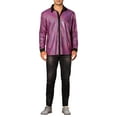 thumbnail image 2 of Lars Amadeus Shiny Metallic Shirts for Men's Long Sleeves Glitter Party Disco Collared Shirts 2XL Pink, 2 of 5