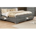 thumbnail image 4 of Modern Contemporary Queen Size Bed 1pc Bedframe Bedroom Furniture Grey Solid wood Storage Wood Inlay, 4 of 5
