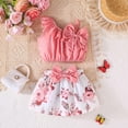 thumbnail image 2 of Rhuody outfits for baby girls 9-12 Months New One Shoulder Tank Top + Floral Print Skirt Set Short Sleeve Round Neck Cute Daily Wear Pink, 2 of 8