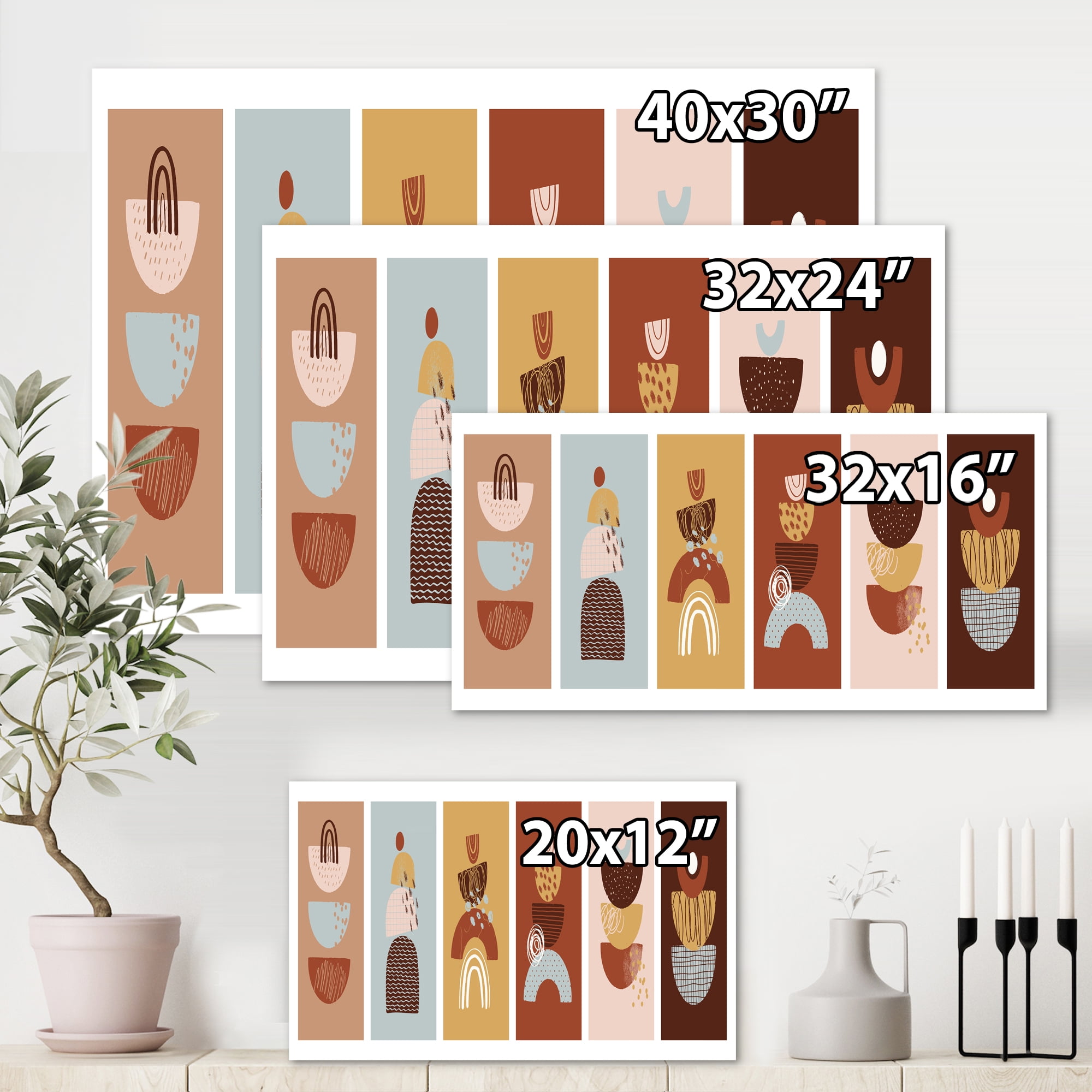 Designart ' Compostion Minimalistic of Organic Shapes II ' Modern Canvas Wall Art Print