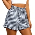 thumbnail image 6 of Yievot Womens Plaid Shorts Gingham Elastic Waist Ruffle Hem Summer Casual Vacation Lounge Shorts with Pockets, 6 of 6